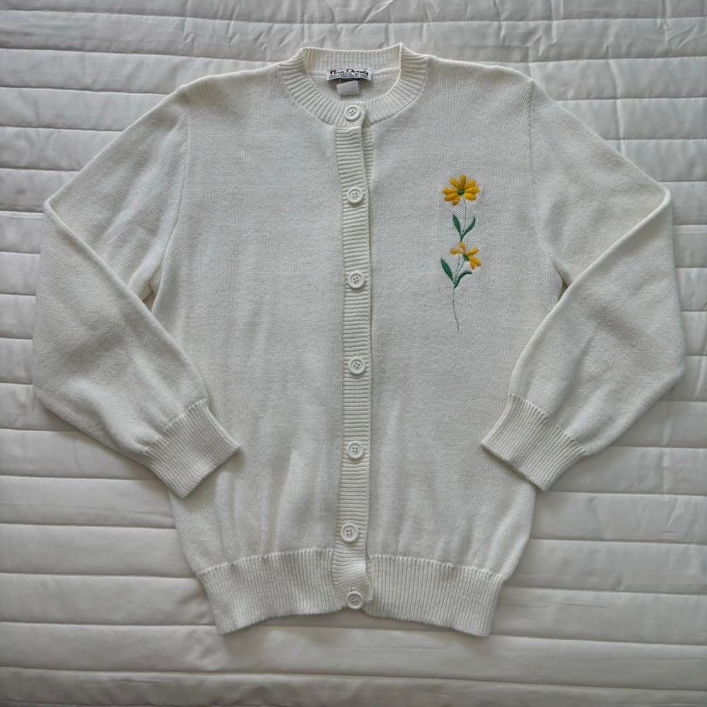 Nan Dorsey Vintage Floral Embroidered Sweater/Cardigan